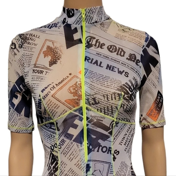 NWOT KTOO "See Through" Newspaper Print Romper (Size S) - Picture 7 of 9